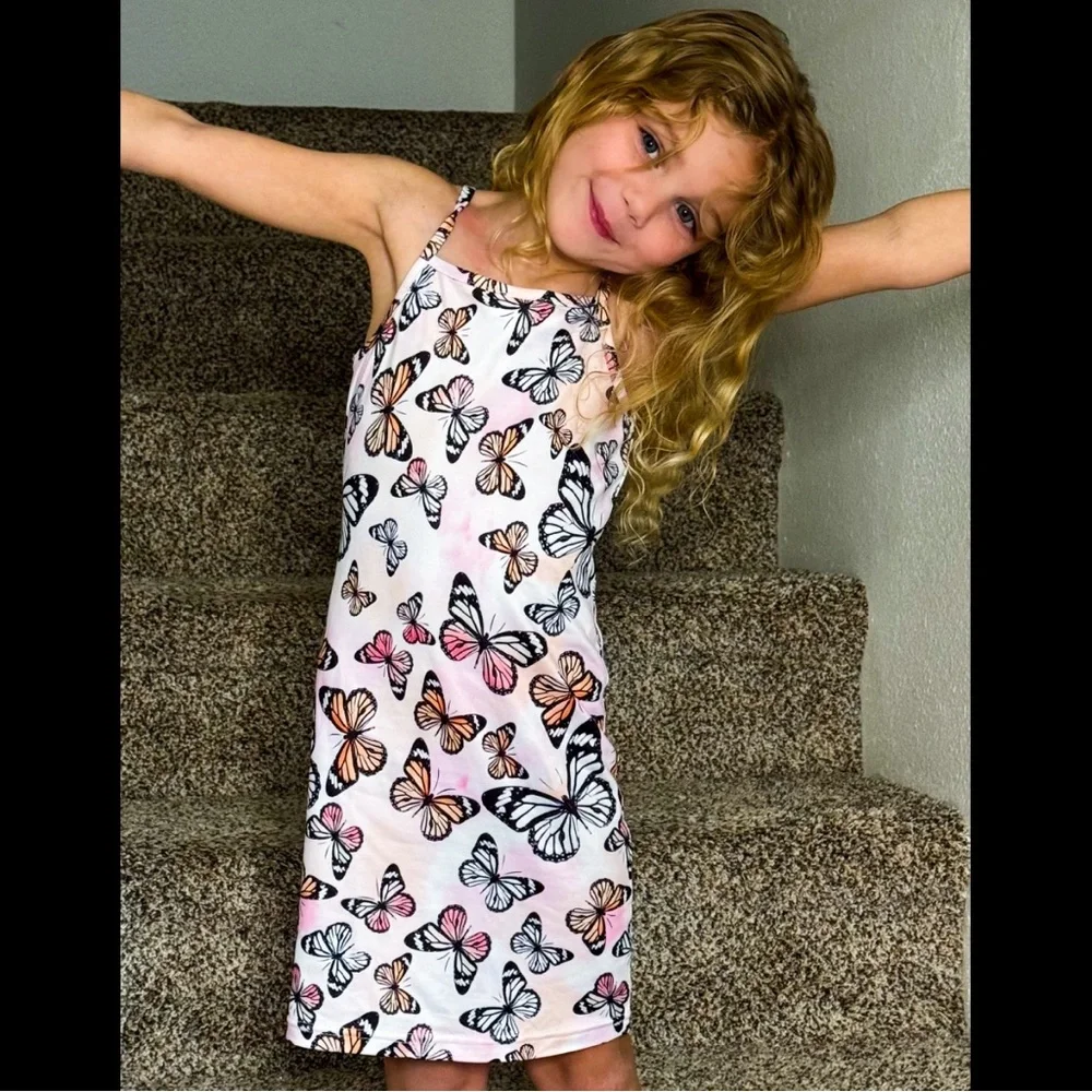 Girls, Multi-Colored, Butterfly Graphic, Sundress
